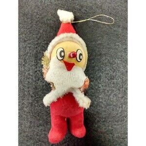Vintage Santa Elf Flocked MCM Chenelle "Berry Nose" Ornament